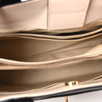 Grained Calfskin Small Bi-Color Neo Executive Shopper Tote Black Beige