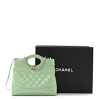 Shiny Lambskin Quilted Mini 31 Shopping Bag Light Green