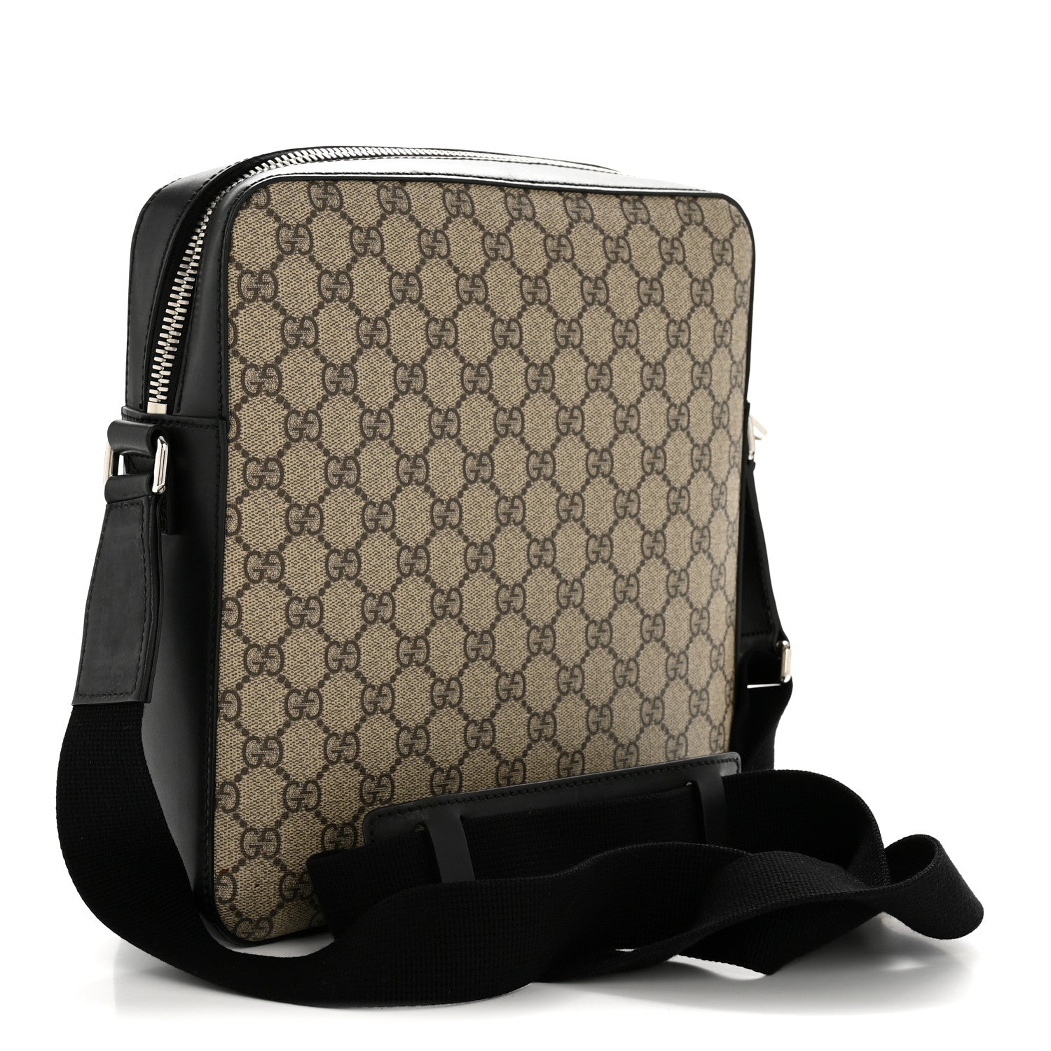GG Supreme Monogram Flat Messenger Bag Beige Black New Acero