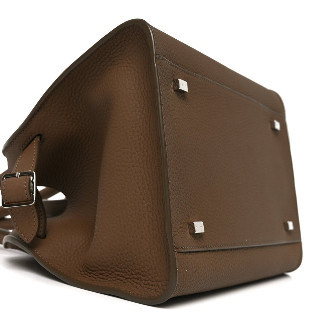 Grained Calfskin Soft Margaux 10 Bag Dark Taupe