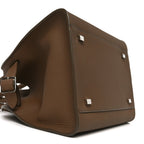 Grained Calfskin Soft Margaux 10 Bag Dark Taupe