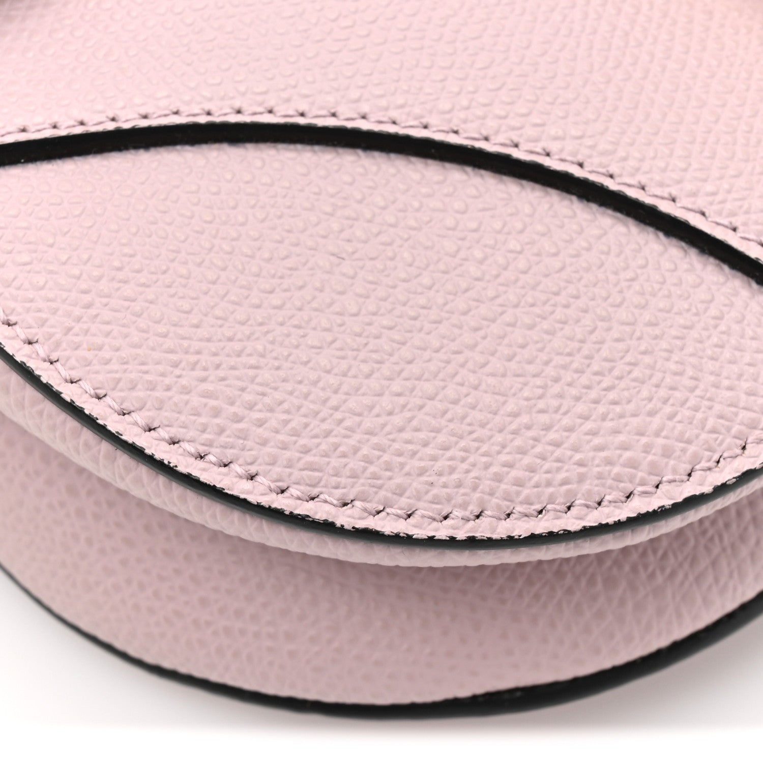Grained Calfskin Mini Saddle Bag Light Pink