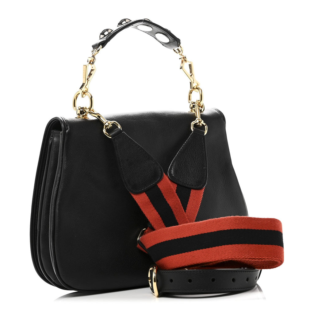 Roxy Calfskin Web Mini Blondie Shoulder Bag Blondie Black