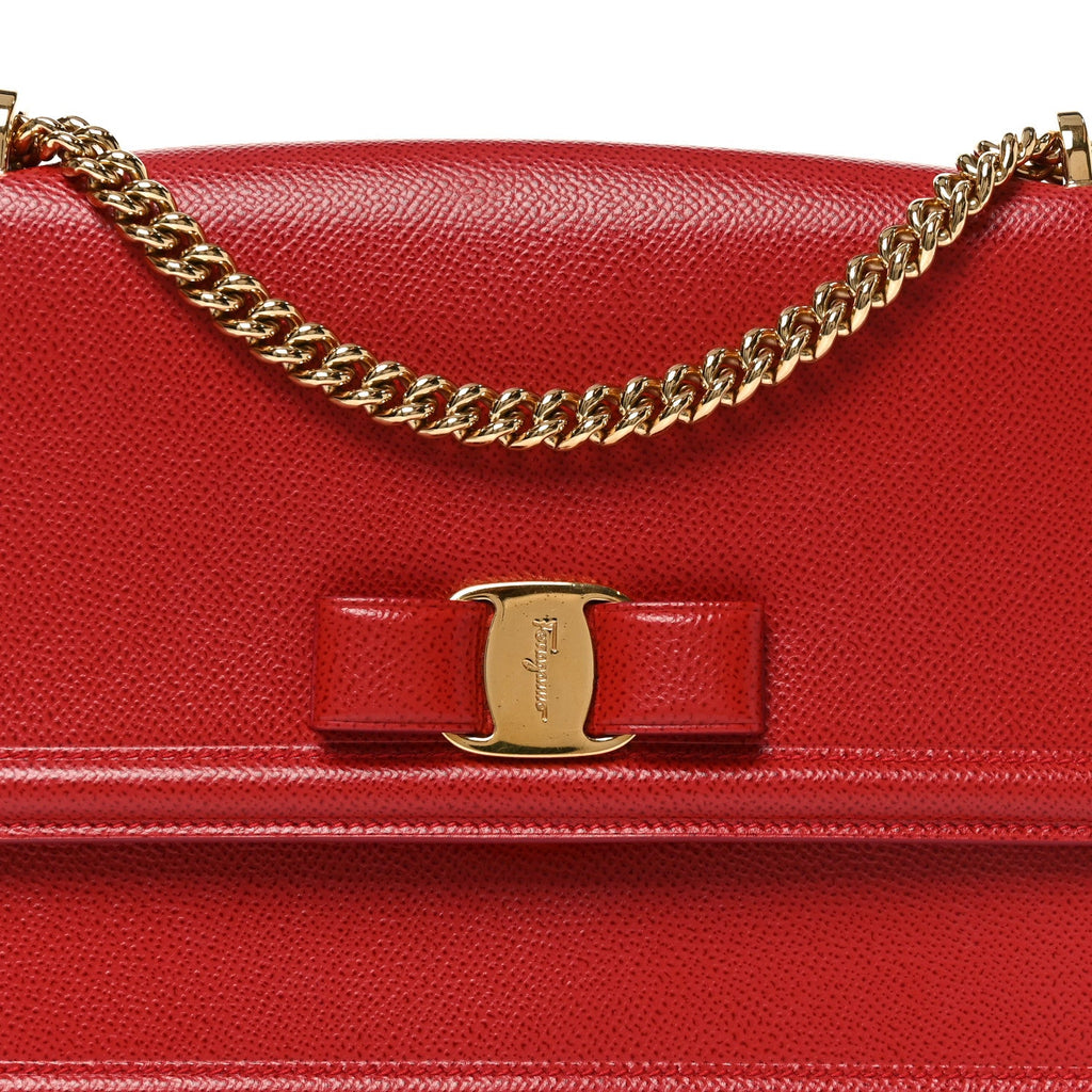 Printed Calfskin Ginny Shoulder Bag Red