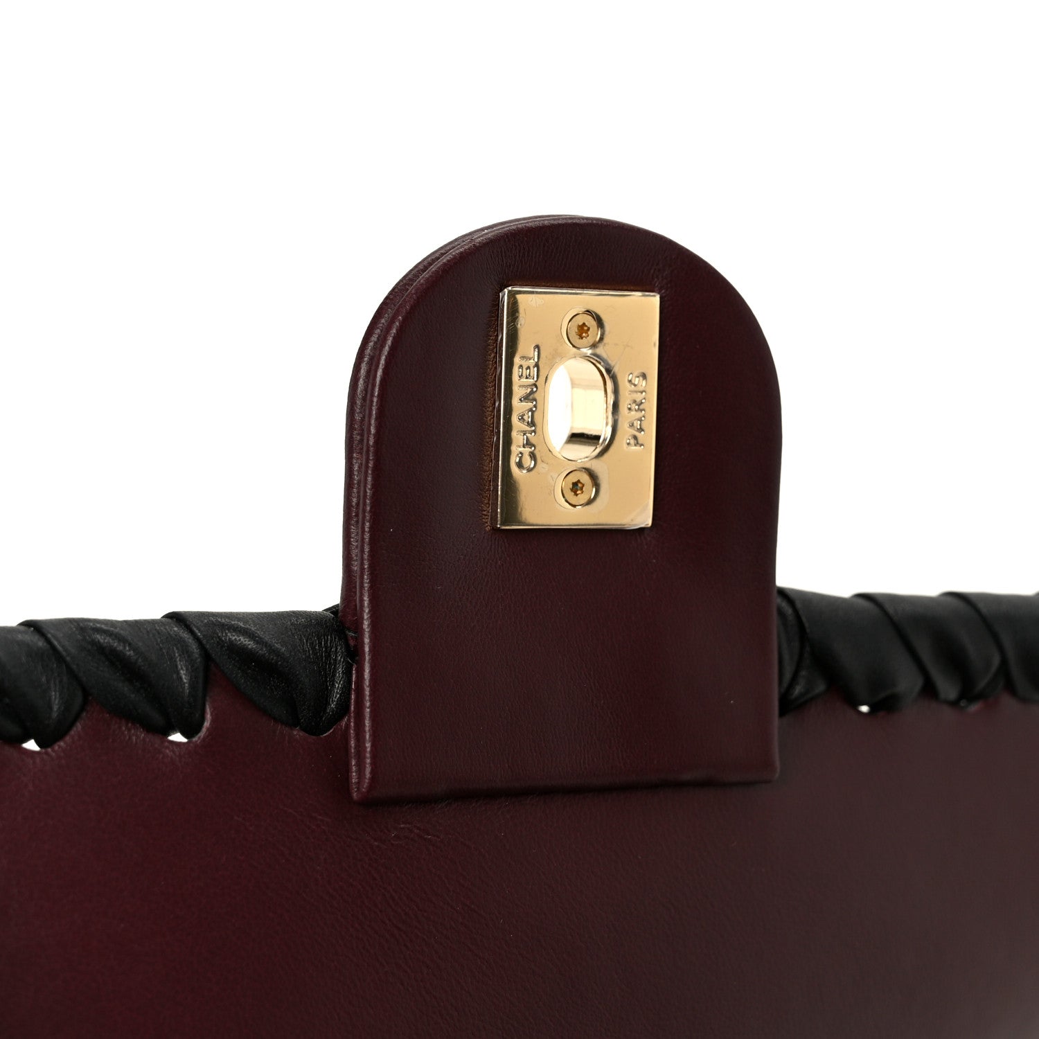 Lambskin Braided Calfskin Mini Flap Bag Dark Burgundy Black