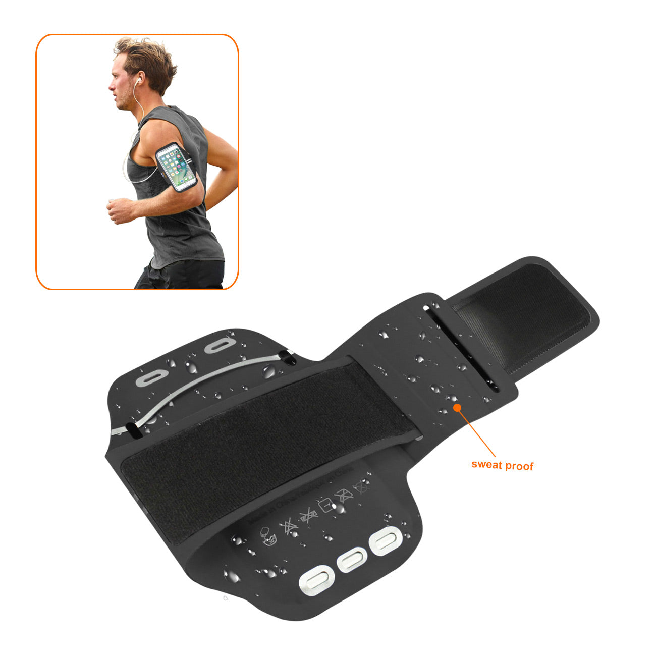Reiko Running Sports Armband For Iphone 7 Plus/ 6S Plus Or 5.5 Inches Device In Black (5.5X5.5 Inches)