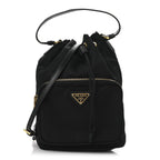 Saffiano Tessuto Nylon Mini Bucket Crossbody Bag Black