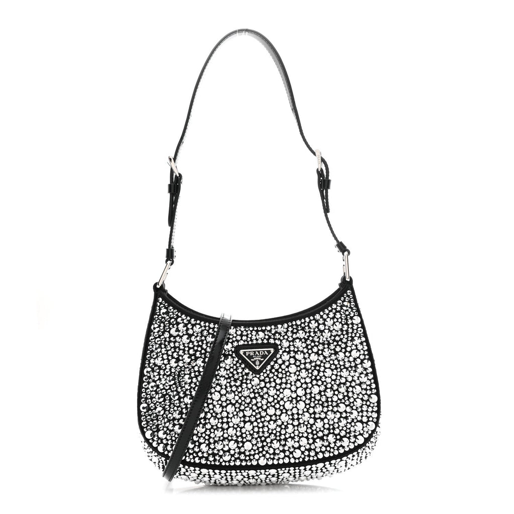 Satin Crystal Cleo Adjustable Strap Shoulder Bag Metal