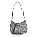 Satin Crystal Cleo Adjustable Strap Shoulder Bag Metal