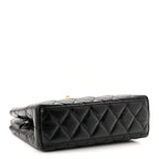 Shiny Aged Calfskin Quilted Nano Kelly Shopper Black