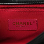 Shiny Lambskin Flap Clutch With Chain Black