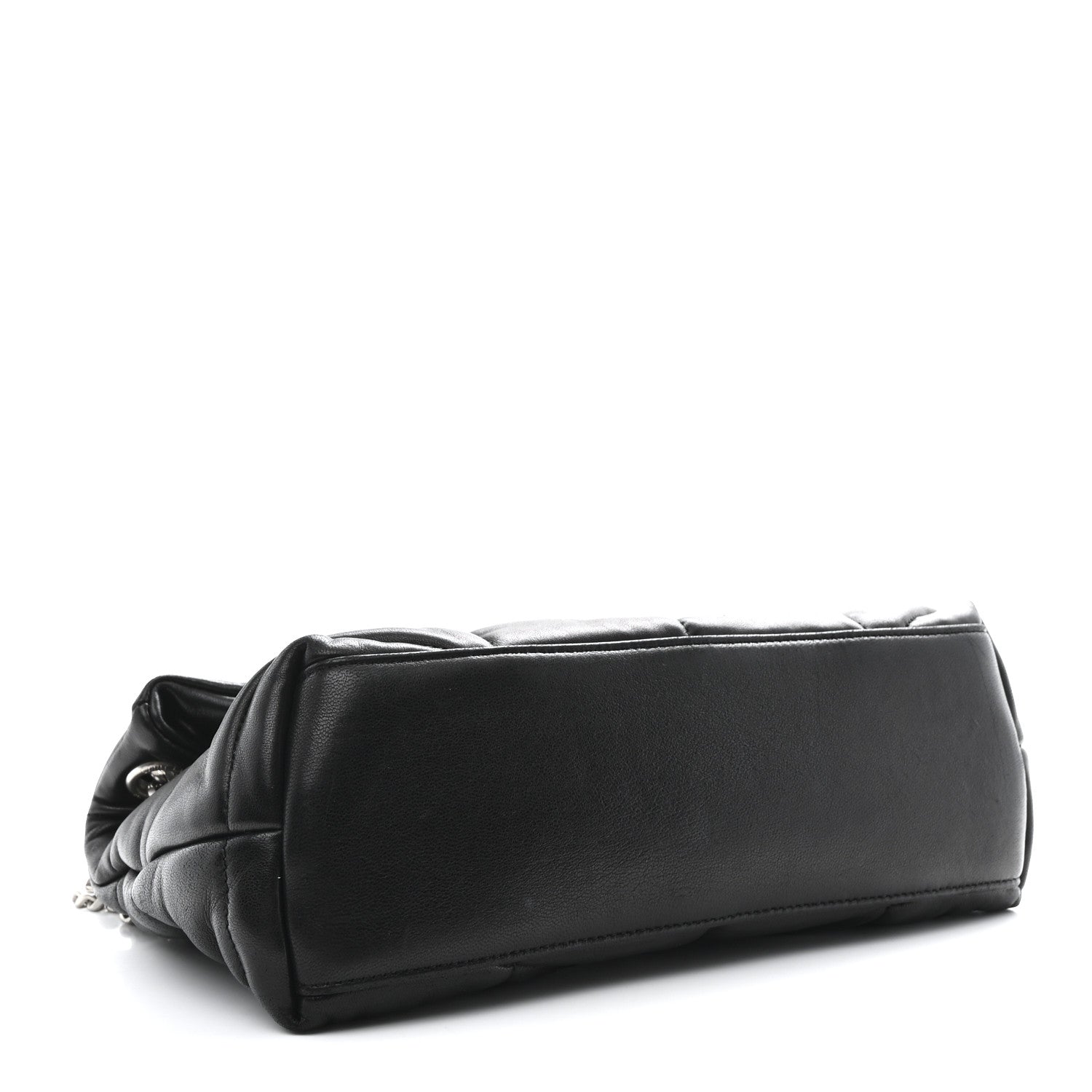 Lambskin Quilted Small Loulou Puffer Monogram Chain Satchel Black