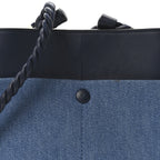 Linen Calfskin Small Key Bucket Bag Blue