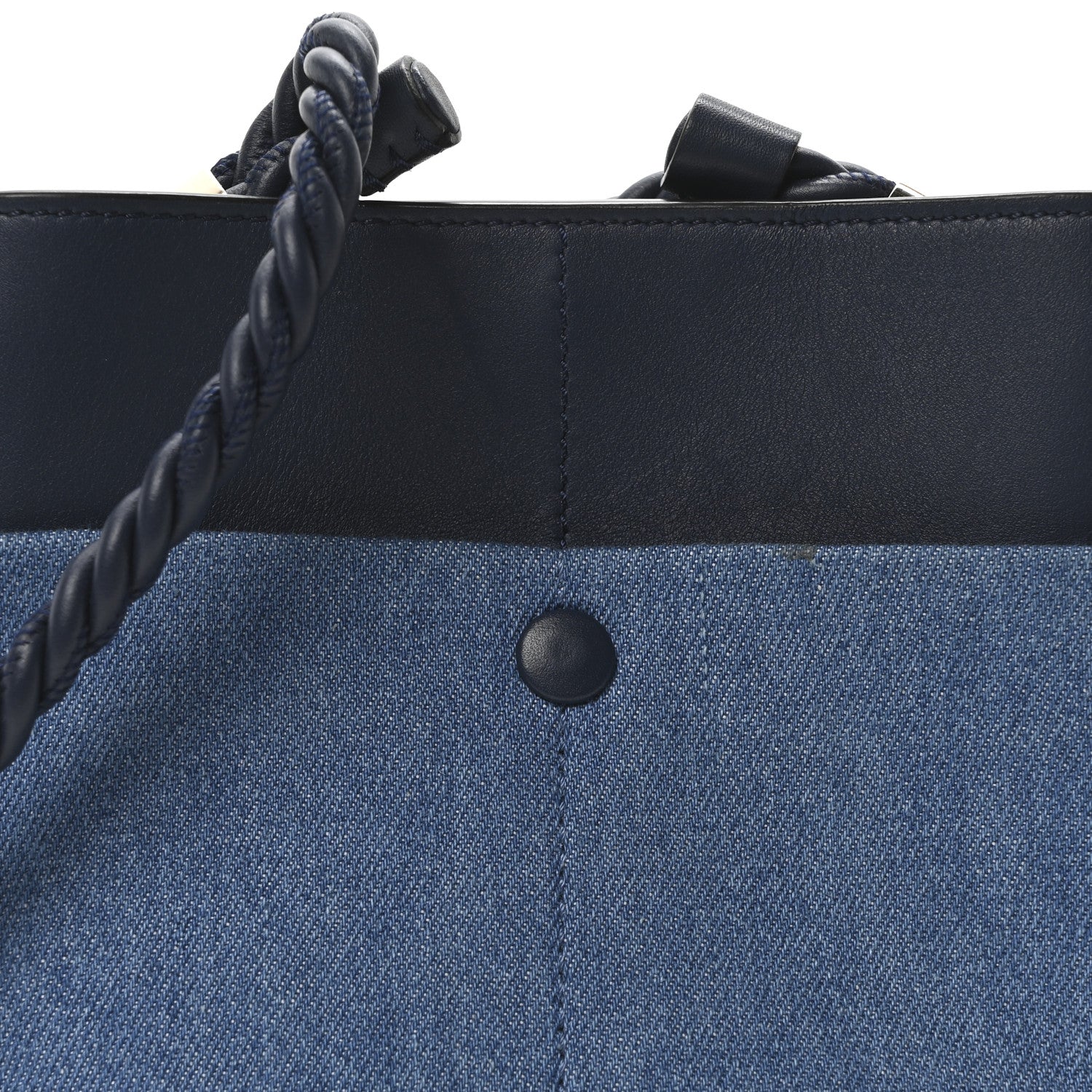 Linen Calfskin Small Key Bucket Bag Blue