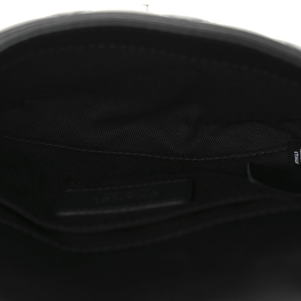 Calfskin Quilted CC Uniform Flap Belt Bag Black