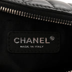 Lambskin Quilted Banane Waist Bag Fanny Pack Black