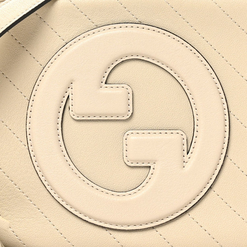 Sakai Be Green Calfskin Diagonal Stitched Small Blondie Shoulder Bag Mystic White
