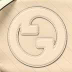 Sakai Be Green Calfskin Diagonal Stitched Small Blondie Shoulder Bag Mystic White