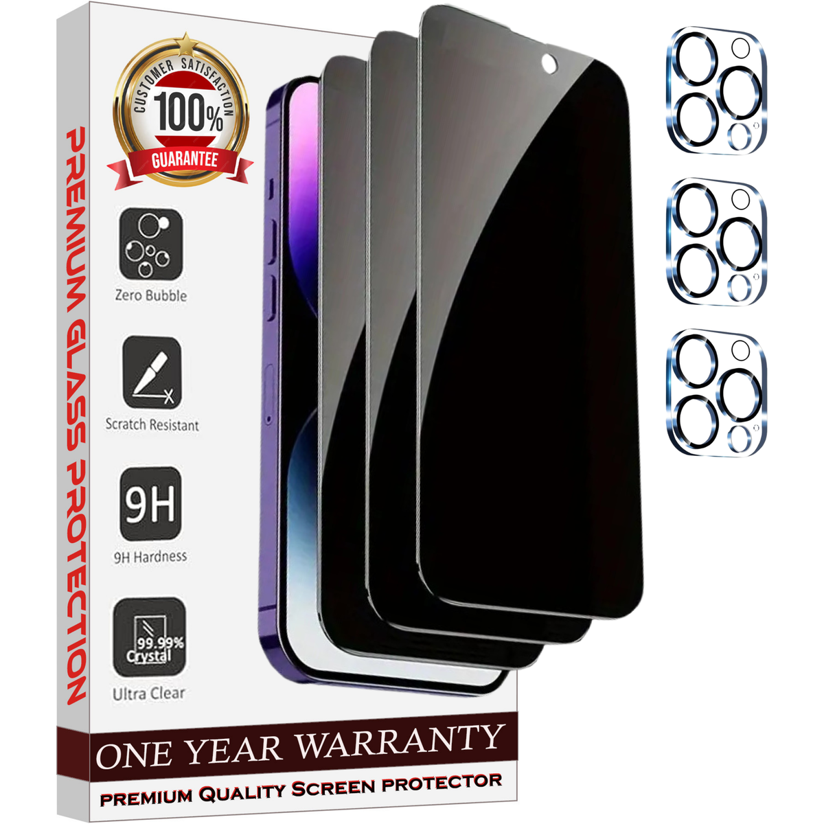 Entronix Anti-Spy Privacy Screen Protector & Camera Lens Protector Compatible with iPhone 16 Pro Max - 6-Piece Combo