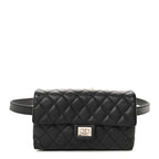 Grained Calfskin Quilted 2.55 Reissue Flap Belt Bag Clutch Black