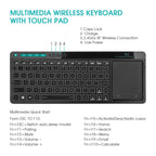 Rii K18+  Wireless 3-LED Color Backlit Multimedia Keyboard with Multi-Touch Big Size Trackpad,Rechargable Keyboard for Android TV Box,PC,Smart TV,Xbox,Raspberry Pi, HTPC IPTV,Windows, MacOS