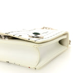 Calfskin Printed Mini Diorama Flap Bag White