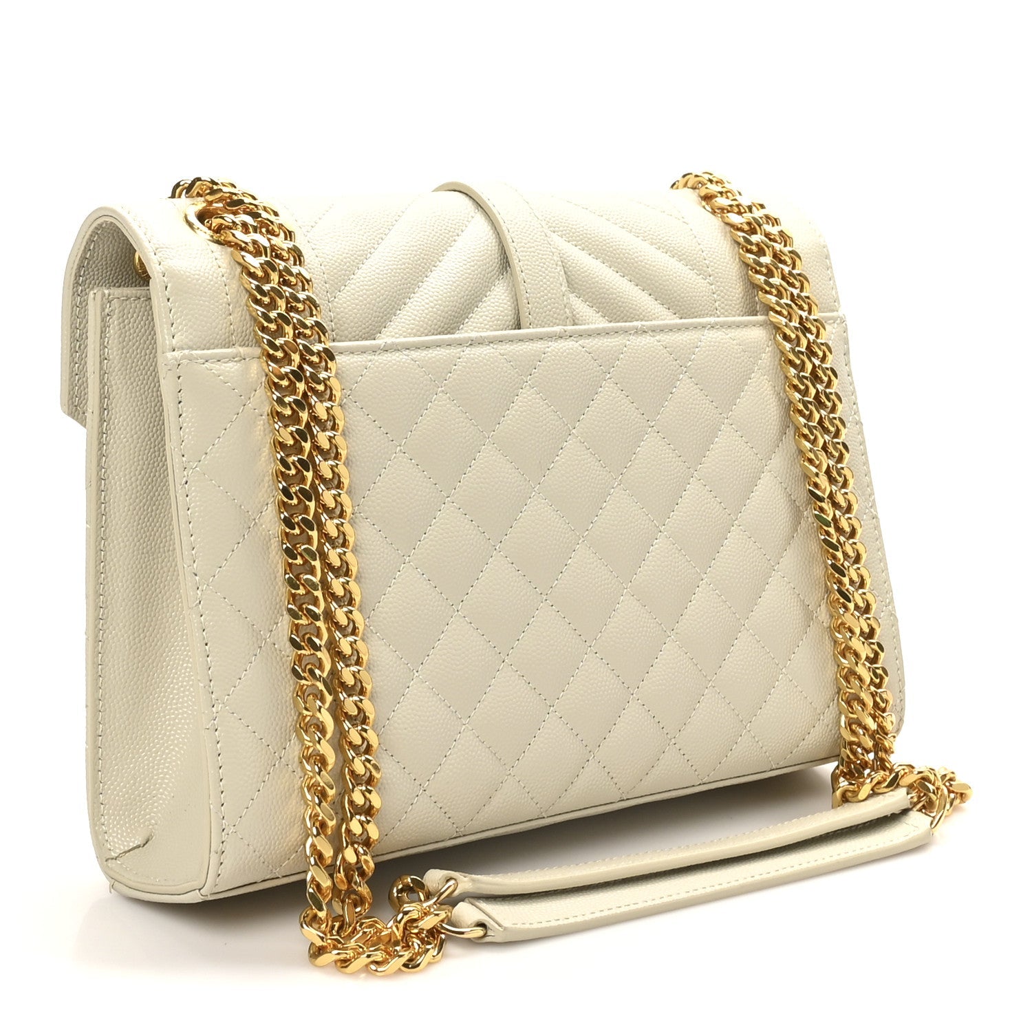 Grain De Poudre Textured Mixed Matelasse Medium Triquilt Monogram Satchel Crema Soft