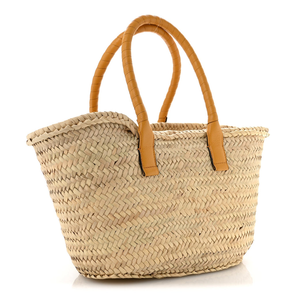 Raffia Small Grain Calfskin Medium Marcie Basket Yellow