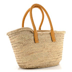 Raffia Small Grain Calfskin Medium Marcie Basket Yellow
