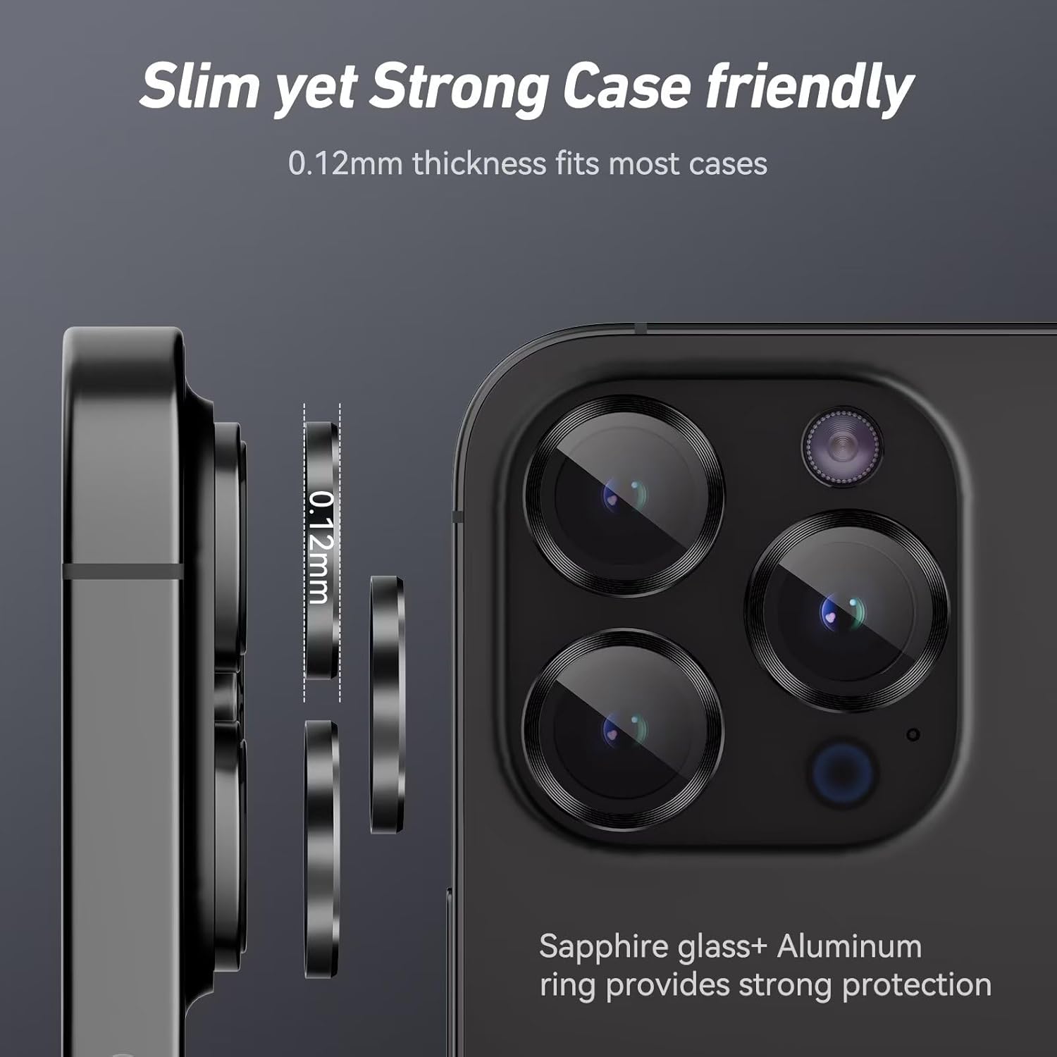 Entronix Camera Lens Protector Compatible with iPhone 15 Pro/15 Pro Max - Luxury Metal