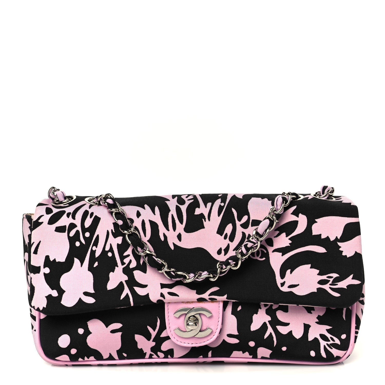 Printed Fabric East West Flap Black Pink