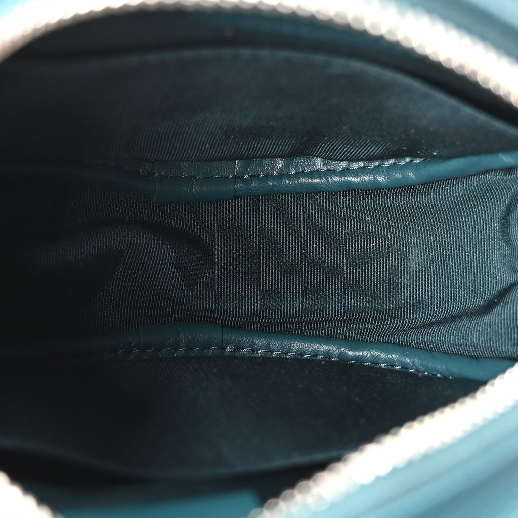 Caviar Quilted Round Clutch With Chain Green