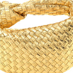 Laminated Calfskin Pressed Intreccio Mini Jodie Gold