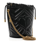 Calfskin Matelasse Mini GG Marmont 2.0 Bucket Bag Black