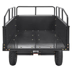 Heavy Duty ATV Trailer Steel Dump Cart, 750-Pound 15 Cubic Feet, Garden Utility Trailer with Removable Sides for Riding Lawn Mower Tractor
