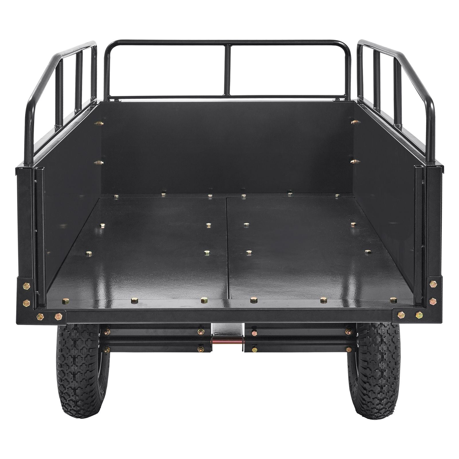 Heavy Duty ATV Trailer Steel Dump Cart, 750-Pound 15 Cubic Feet, Garden Utility Trailer with Removable Sides for Riding Lawn Mower Tractor