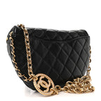 Lambskin Pearl Quilted CC Belt Bag Black