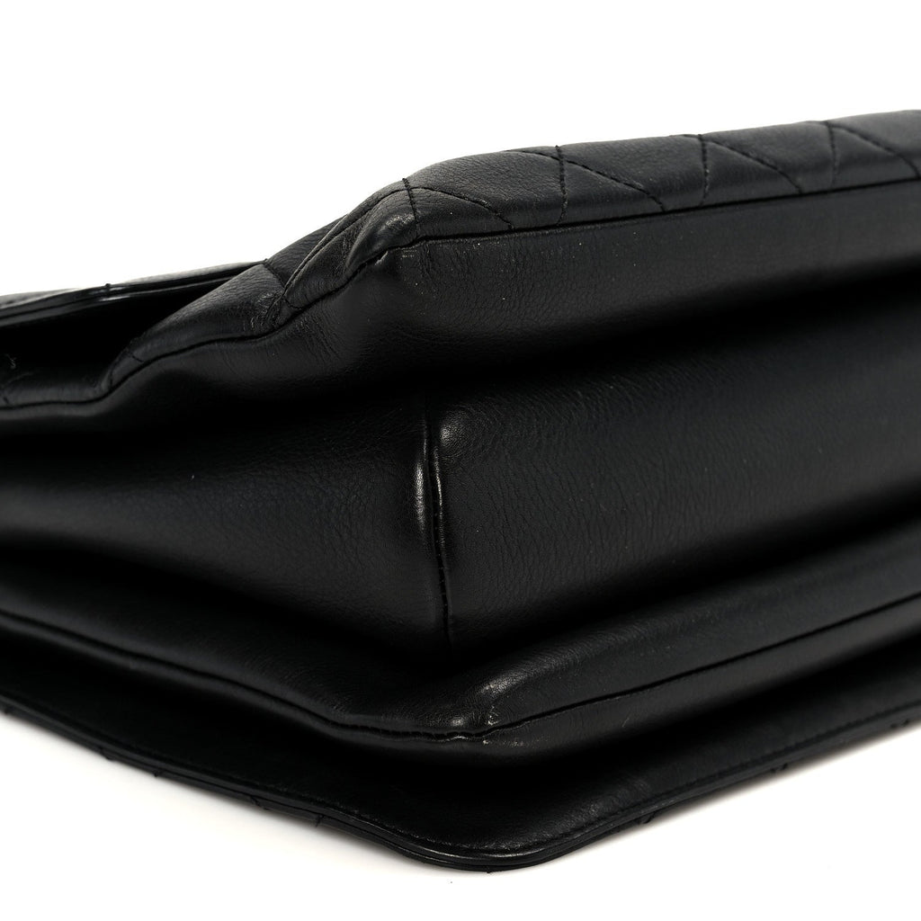 Calfskin Quilted Small Gold Top Handle Flap Black