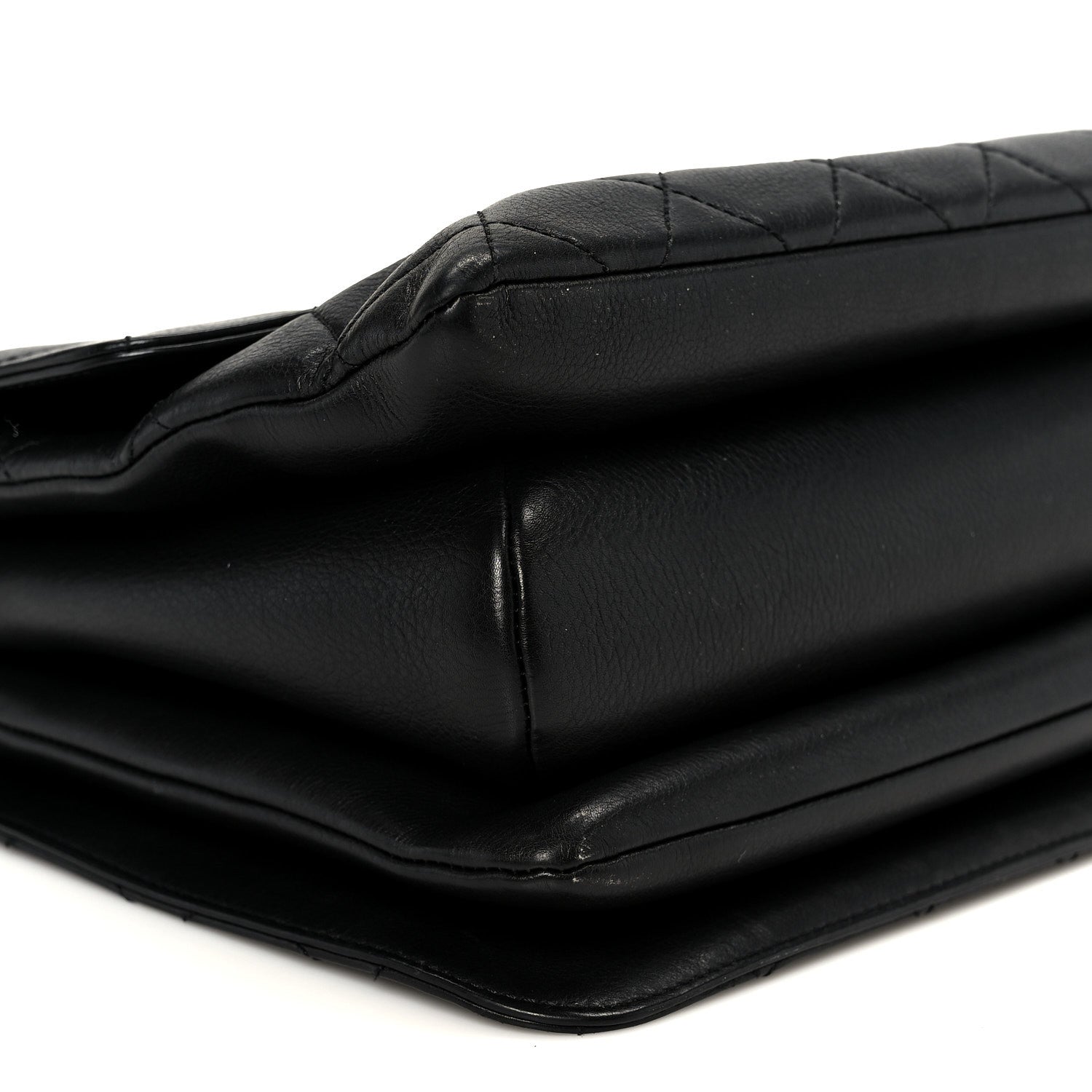 Calfskin Quilted Small Gold Top Handle Flap Black