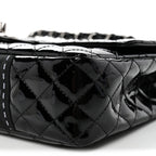 Patent Quilted Secret Label Medium Flap Black