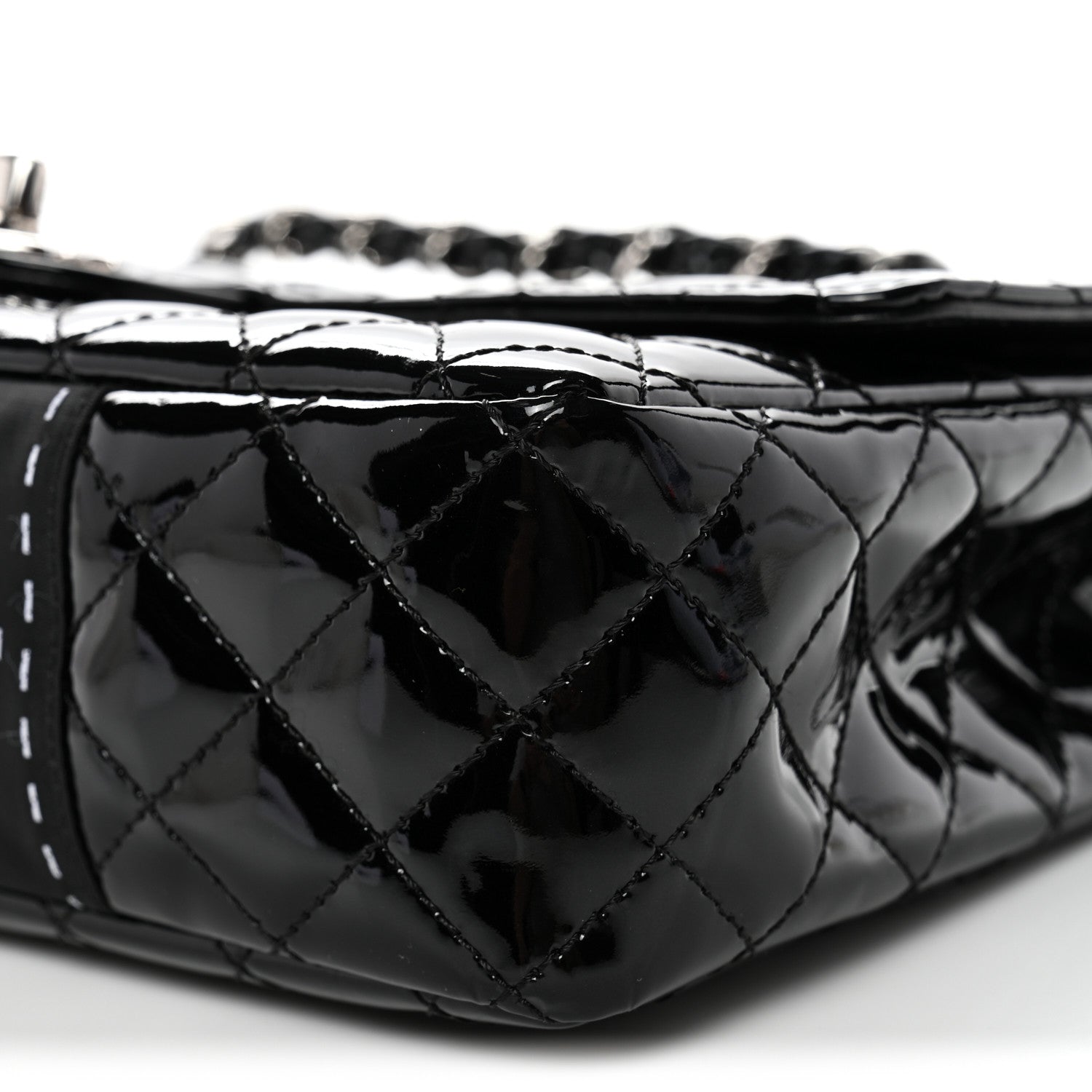 Patent Quilted Secret Label Medium Flap Black