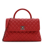 Caviar Quilted Medium Coco Handle Flap Red