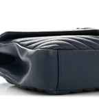 Sheepskin Matelasse Chevron Monogram Medium College Bag Navy