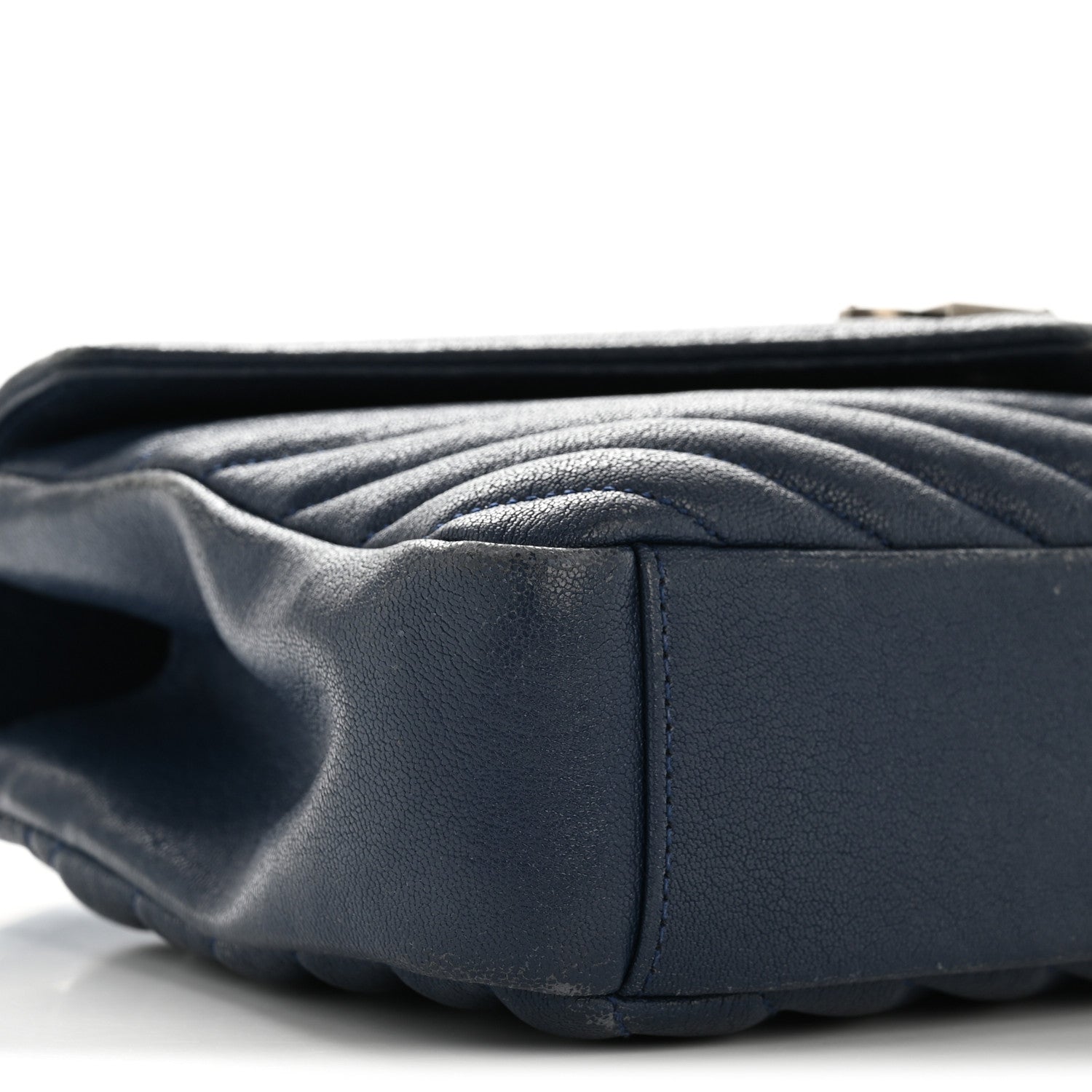 Sheepskin Matelasse Chevron Monogram Medium College Bag Navy