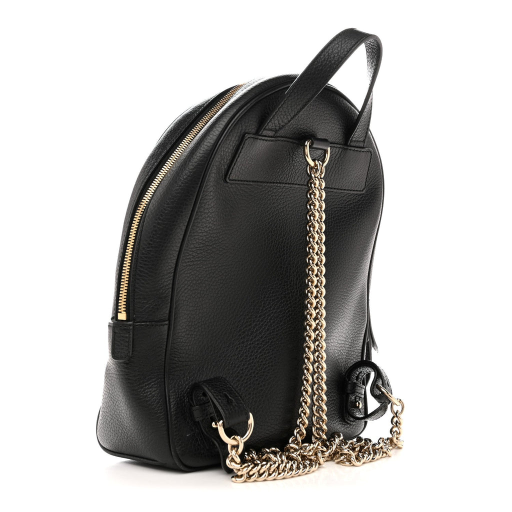 Pebbled Calfskin Soho Chain Backpack Black