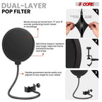 Microphone Arm Stand Upgraded Adjustable Suspension Boom Scissor Arm Mic Holder with Pop Filter 3/8" to 5/8" Adapter Mic Clip Shock Mount Cable Ties ARM SET 16