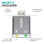 Movo USB-AC1 TRRS Mic. to USB 2.0 Sound Card Adapter
