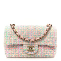 Tweed Quilted Mini Rectangular Flap Pink Green Orange Purple