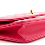 Lambskin Quilted Trendy CC Wallet On Chain WOC Dark Pink