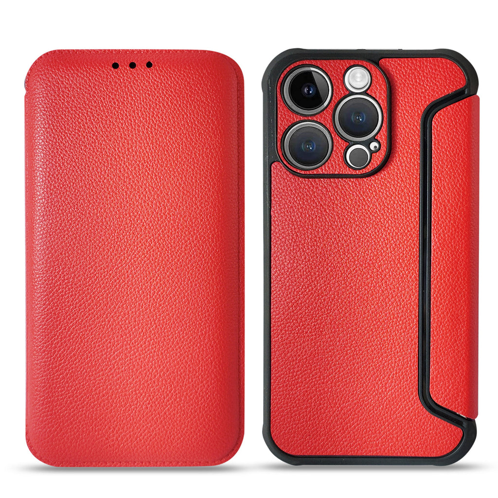Magnetic Wallet Leather Phone Case For Apple Iphone 14 Pro In Red